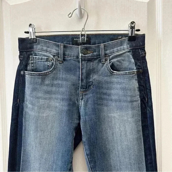 Banana Republic Girlfriend Jeans Straight Leg Ankle Cropped Side Stripe  Blue 26 - Picture 7 of 16